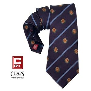 Ralph Lauren Chaps Club Crest Necktie Tie All Silk Hand Made Excellent Condition